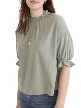 NWT Madewell Frosted Willow High Smocked neckline Clipdot Ruffle Size Medium